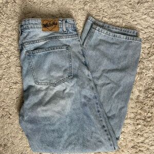 Light blue wash white fox jeans